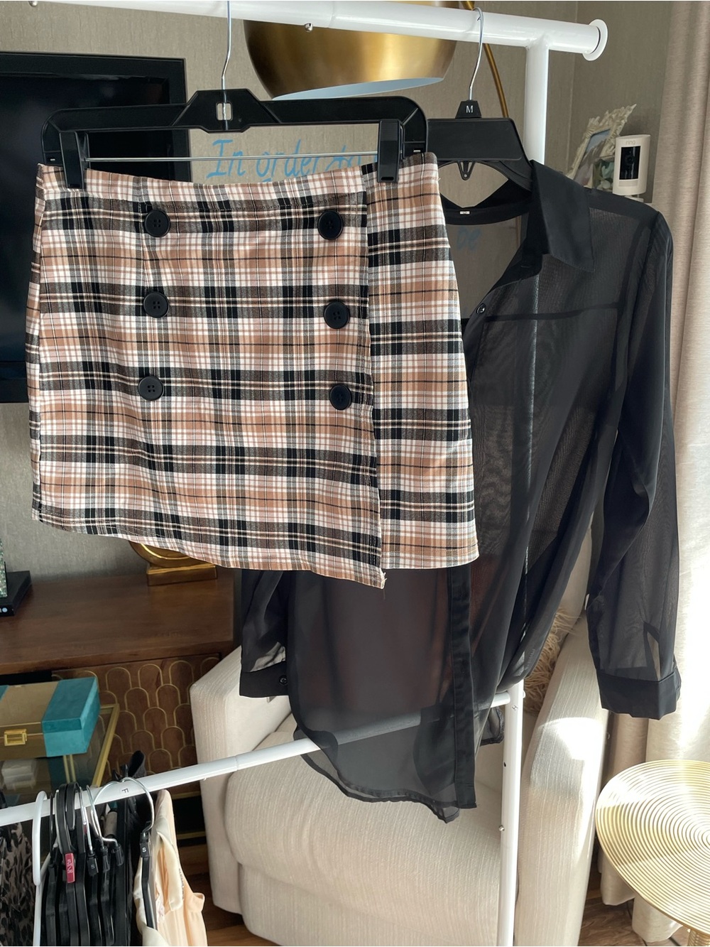 Black Sheer Button-Up Blouse - Picture 9 of 12